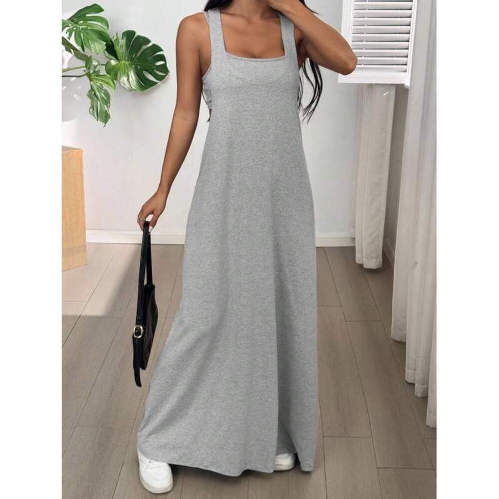 EZwear Solid Color Asymmetric Neck Sleeveless Dress For Sum - Picture 5 of 6